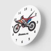 赤いダートバイクのバイク ラウンド壁時計 (傾斜)