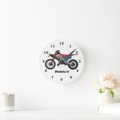 赤いダートバイクのバイク ラウンド壁時計 (ホーム)