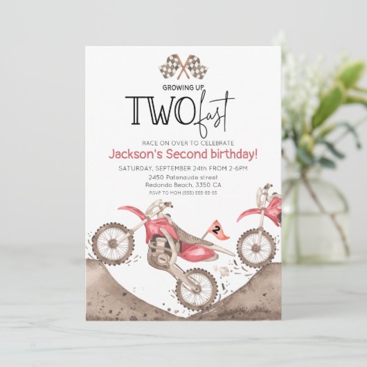赤いダートバイク2番目の誕生日–2速く成長 招待状 (スタンド正面)