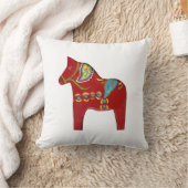 赤いダーラ馬の枕 クッション (ブランケット)