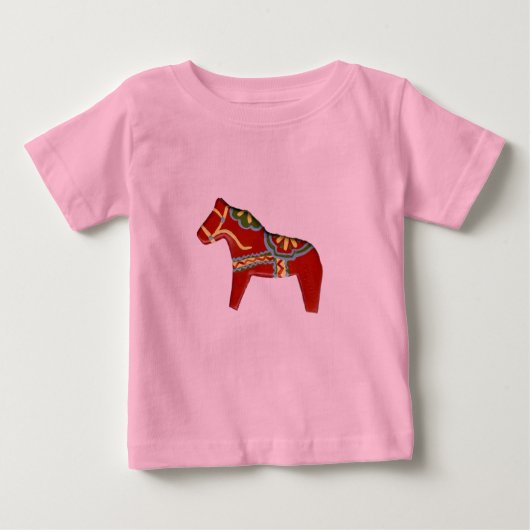 赤いダーラ馬 ベビーTシャツ (正面)