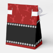 赤いチアリーパーソナライズされたダパターンの名前 フェイバーボックス (裏面サイド)
