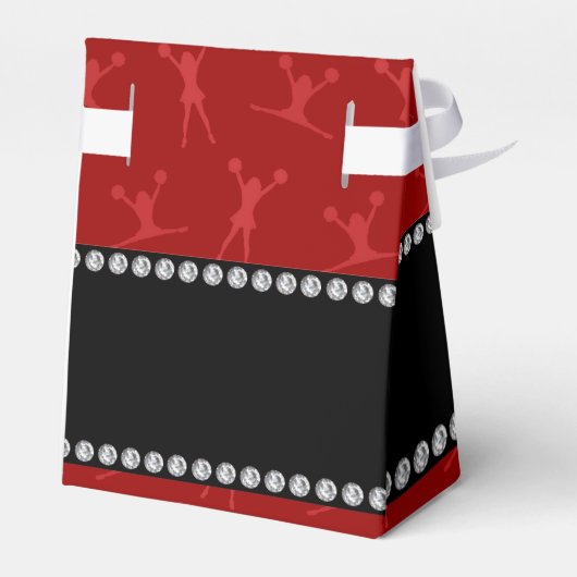 赤いチアリーパーソナライズされたダパターンの名前 フェイバーボックス (裏面サイド)