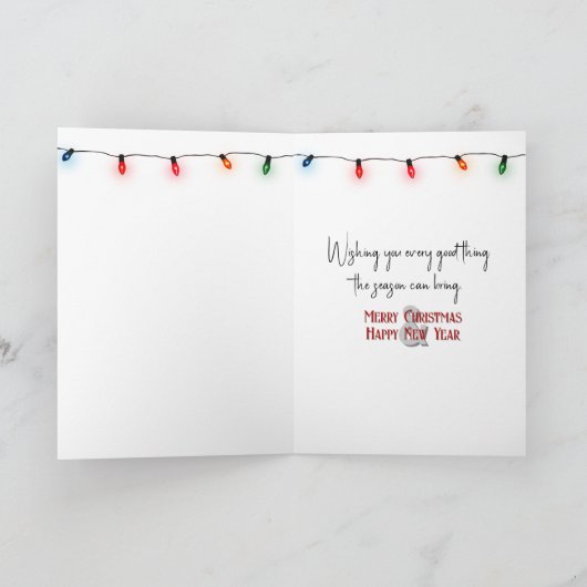 赤いチェアフランスのにクリスマスのブルドッグ カード (内部)