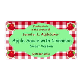 赤いチェッカーボードとApple Canning Jarラベル ラベル