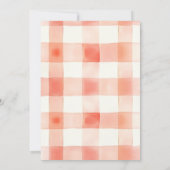 赤いチェックのリンゴの水彩画 1歳の誕生日 招待状 (裏面)