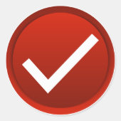 赤いチェックマークシンボル ラウンドシール (正面)