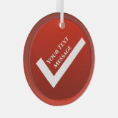 赤いチェックマーク記号クリスマス ガラスオーナメント (正面右)