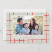 赤いチェック柄のキュートな写真ホリデーカード 招待状 (正面)