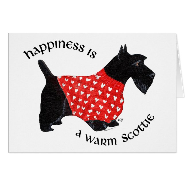 赤いチェック柄のセーターのスコッティ (正面横)