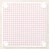 赤いチェック柄のテーブルクローズアップ ガラスコースター (裏面)