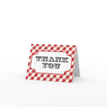 赤いチェック柄の感謝カード
