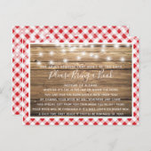 赤いチェック柄の素朴な木の赤ちゃんシャワー本カード インビテーションポストカード (正面/裏面)