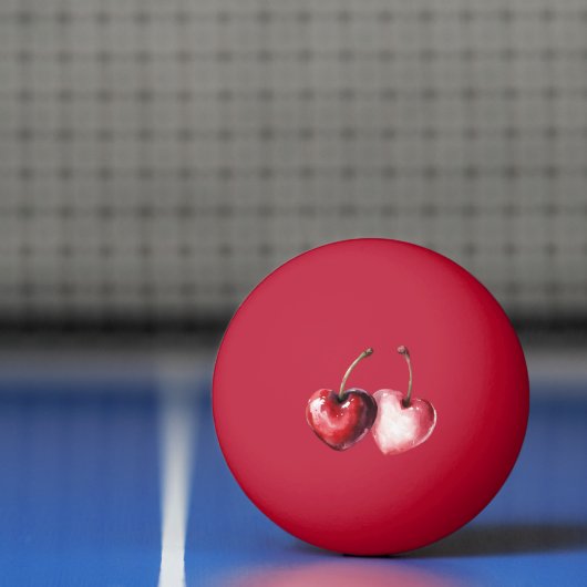 赤いチェリーのハート 卓球ボール (ネット)