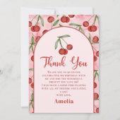 赤いチェリーの女の子の誕生日感謝カード サンキューカード (正面)