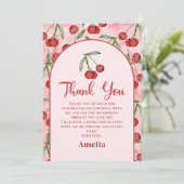 赤いチェリーの女の子の誕生日感謝カード サンキューカード (スタンド正面)