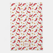 赤いチエレガントリパターン キッチンタオル (縦)