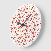 赤いチエレガントリパターン ラージ壁時計 (傾斜)
