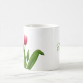 赤いチューリップとグリーン コーヒーマグカップ (中央)