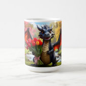 赤いチューリップとドラゴン 15オンス マグカップ (中央)