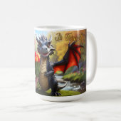 赤いチューリップとドラゴン 15オンス マグカップ (正面右)