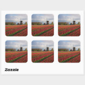 赤いチューリップと風車 スクエアシール (シート)