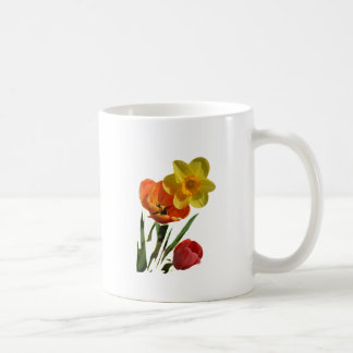 赤いチューリップと黄色い水仙の花 コーヒーマグカップ