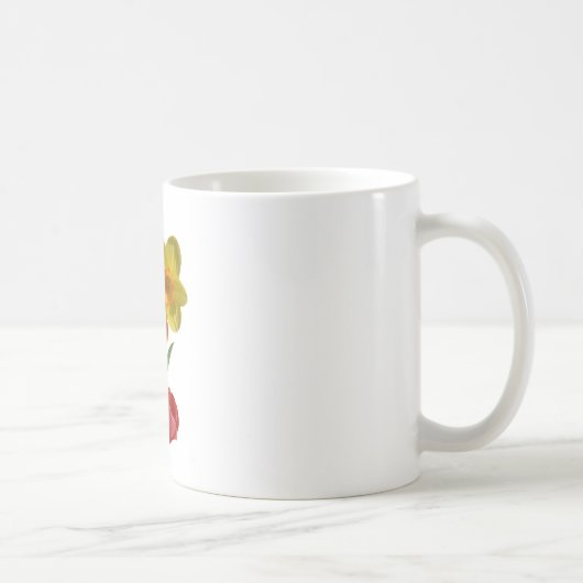 赤いチューリップと黄色い紅葉花 コーヒーマグカップ (右)