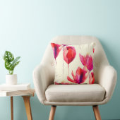 赤いチューリップによっては水彩画が開花します クッション (椅子)