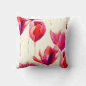 赤いチューリップによっては水彩画が開花します クッション (裏面)