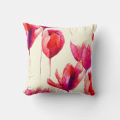 赤いチューリップによっては水彩画が開花します クッション (正面)