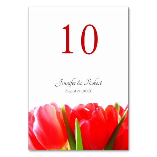 赤いチューリップのテーブル番号 テーブルナンバー (正面)