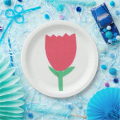 赤いチューリップのデザインの紙皿 ペーパープレート (パーティー)