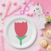 赤いチューリップのデザインの紙皿 ペーパープレート (パーティー)