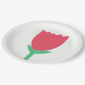 赤いチューリップのデザインの紙皿 ペーパープレート (アングル)