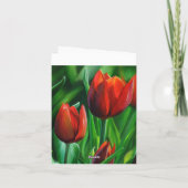 赤いチューリップのトリオによっては自然のデジタル絵画が開花します カード (裏面)