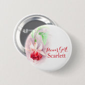 赤いチューリップのフラワー・ガールの結婚式ピン/ボタンを選抜して下さい 缶バッジ (正面&裏面)