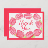 赤いチューリップのフレーム 〜サンキューレター ポストカード (正面/裏面)
