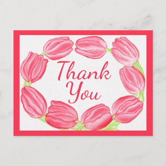赤いチューリップのフレーム 〜サンキューレター ポストカード (正面)