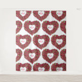 赤いチューリップのモノグラム ウェディングバックドロップ タペストリー (正面)