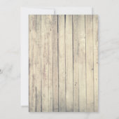 赤いチューリップの咲く農村の納屋での結婚式 招待状 (裏面)