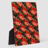 赤いチューリップの模様 フォトプラーク (側面)