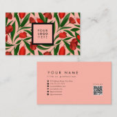 赤いチューリップの模様 名刺 (正面/裏面)