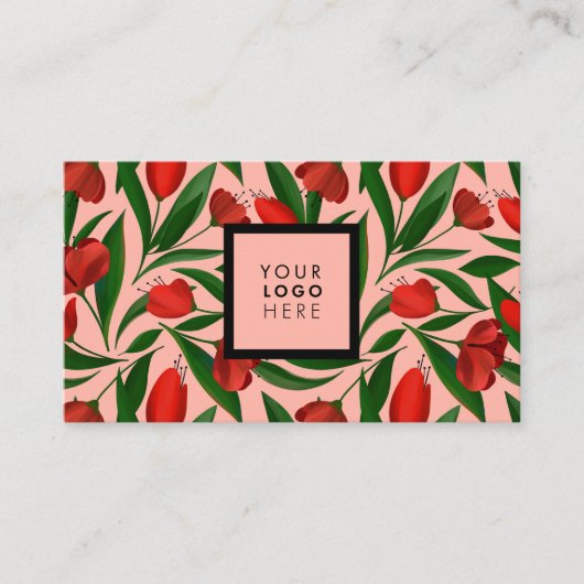 赤いチューリップの模様 名刺 (正面)