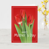 赤いチューリップの母の日のカード カード (黄色い花)
