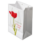 赤いチューリップの結婚式の新婦付添人の好意媒体のギフトバッグ ミディアムペーパーバッグ (正面アングル)