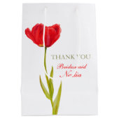 赤いチューリップの結婚式の新婦付添人の好意媒体のギフトバッグ ミディアムペーパーバッグ (裏面)
