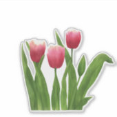 赤いチューリップの花とグリーン シール (正面)