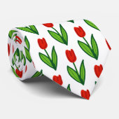 赤いチューリップの花パタカスタムーンのカラーネックタイ ネクタイ (ロール)