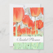 赤いチューリップの花ブライダルシャワー招待。 招待状 (裏面)